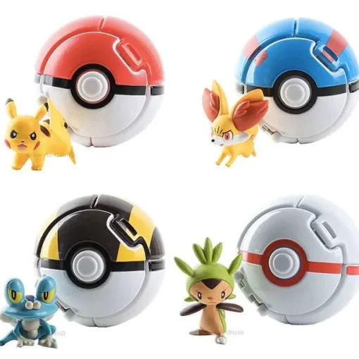 Pkm.store Pokemon Spielzeug-4 Stk. Pokeball Go / Pokemon Pokebälle