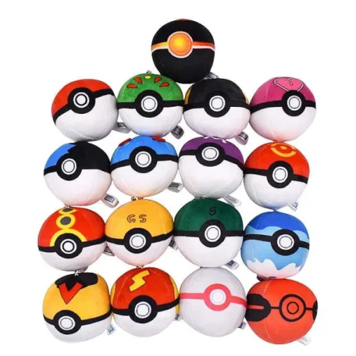 Pkm.store Pokemon Kuscheltiere-15 Stk. Pokemon Ball Plusch Keychain Masterball Kollektion