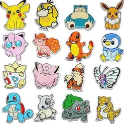 Pkm.store Sonstiges Merchandise-16 Stk. Pokemon Stoff-Patches Zum Aufnahen