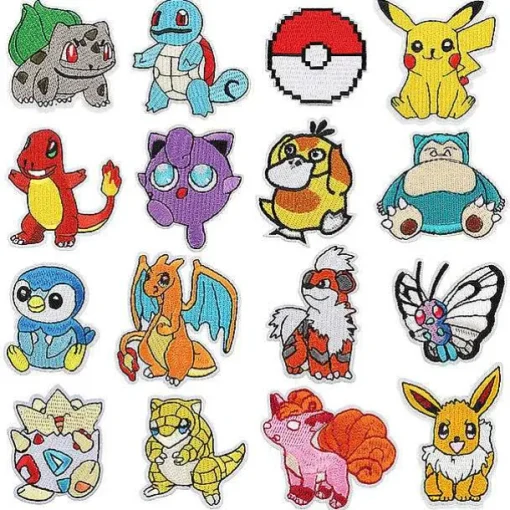 Pkm.store Sonstiges Merchandise-16 Stk. Pokemon Stoff-Patches Zum Aufnahen