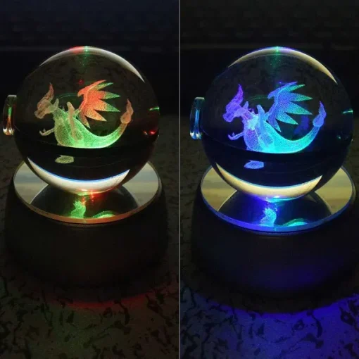 Pkm.store Sonstiges Merchandise-Charizard Glurak Crystal Pokemon Go Ball Mit 3D Effekt