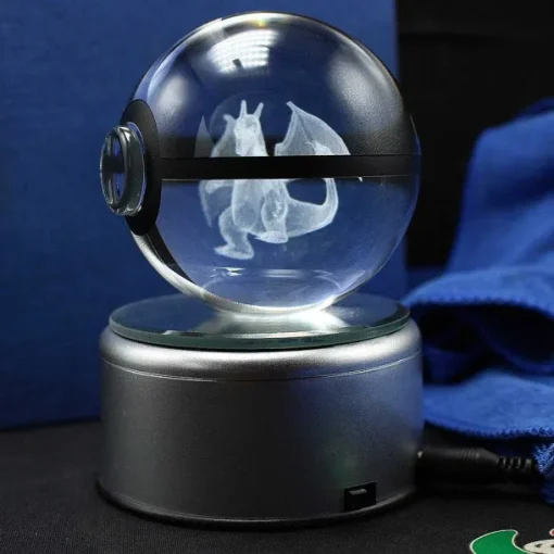 Pkm.store Sonstiges Merchandise-Charizard Glurak Crystal Pokemon Go Ball Mit 3D Effekt