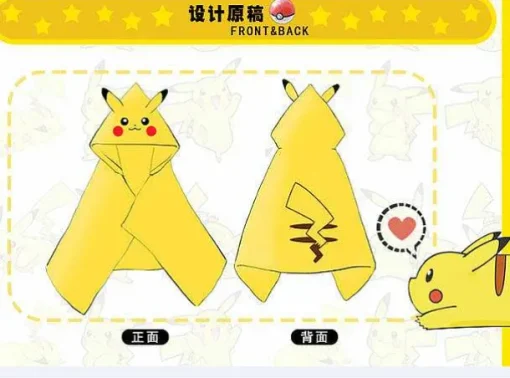 Pkm.store Herbst & Winter-150Cm Pikachu Kuschel Umhang Mit Mutze
