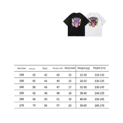 Pkm.store Sommer-Cooles Gengar Sommer T-Shirt Fur Kinder