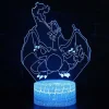 Pkm.store Pokemon Lampen & Nachtlichter-3D Illusion Glurak Charizard Nachttischlampe Mit Fernbedienung Und Farbwechsel Nachtlicht