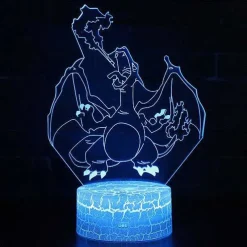Pkm.store Sonstiges Merchandise-3D Illusion Glurak Charizard Nachttischlampe Mit Fernbedienung Und Farbwechsel Nachtlicht