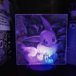 Pkm.store Pokemon Lampen & Nachtlichter-3D Led Hologramm Nachtlampe Pokemon Evoli Eevee