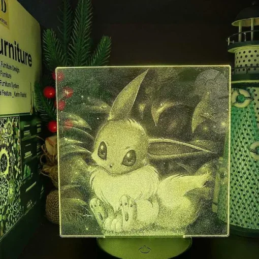 Pkm.store Pokemon Lampen & Nachtlichter-3D Led Hologramm Nachtlampe Pokemon Evoli Eevee
