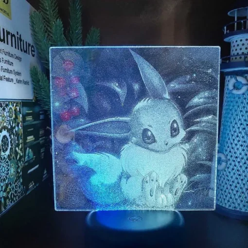 Pkm.store Pokemon Lampen & Nachtlichter-3D Led Hologramm Nachtlampe Pokemon Evoli Eevee