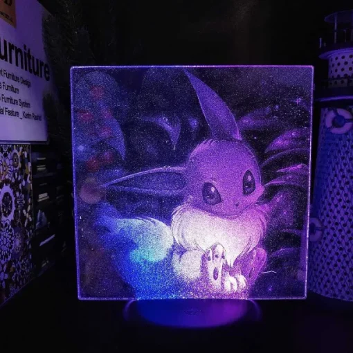 Pkm.store Pokemon Lampen & Nachtlichter-3D Led Hologramm Nachtlampe Pokemon Evoli Eevee