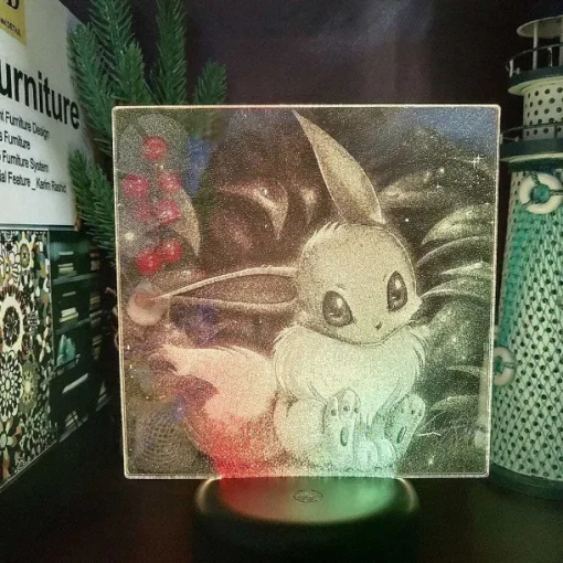 Pkm.store Pokemon Lampen & Nachtlichter-3D Led Hologramm Nachtlampe Pokemon Evoli Eevee