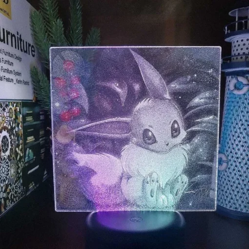Pkm.store Pokemon Lampen & Nachtlichter-3D Led Hologramm Nachtlampe Pokemon Evoli Eevee
