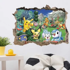 Pkm.store Detektiv Pikachu-3D Pokemon Detektiv Pikachu Wand Sticker (45Cm*60Cm)