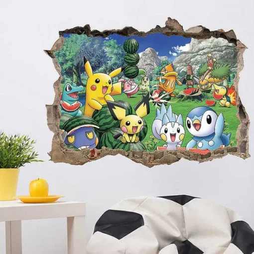Pkm.store Detektiv Pikachu-3D Pokemon Detektiv Pikachu Wand Sticker (45Cm*60Cm)