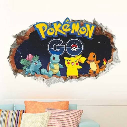 Pkm.store Detektiv Pikachu-3D Pokemon Detektiv Pikachu Wand Sticker (45Cm*60Cm)