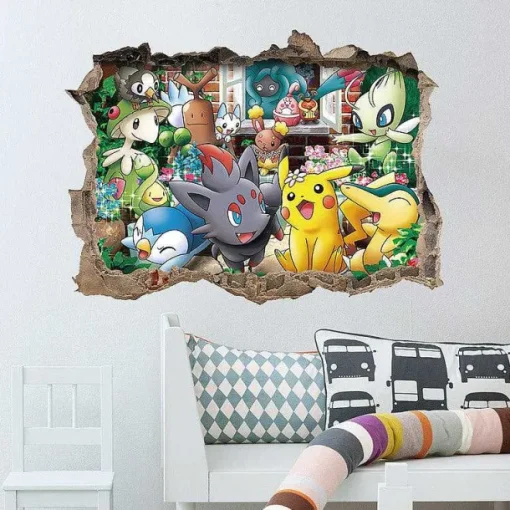Pkm.store Detektiv Pikachu-3D Pokemon Detektiv Pikachu Wand Sticker (45Cm*60Cm)