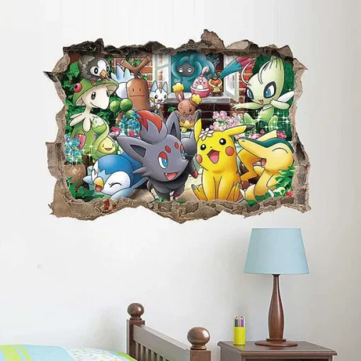 Pkm.store Detektiv Pikachu-3D Pokemon Detektiv Pikachu Wand Sticker (45Cm*60Cm)