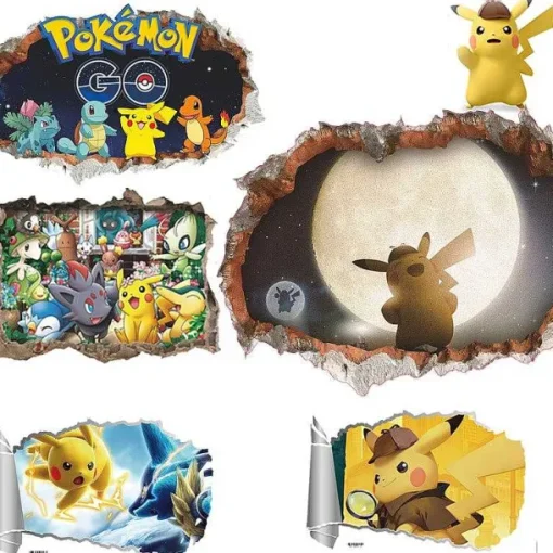 Pkm.store Detektiv Pikachu-3D Pokemon Detektiv Pikachu Wand Sticker (45Cm*60Cm)