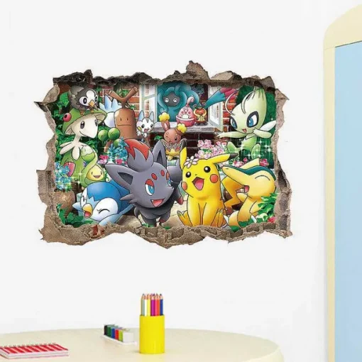 Pkm.store Detektiv Pikachu-3D Pokemon Detektiv Pikachu Wand Sticker (45Cm*60Cm)