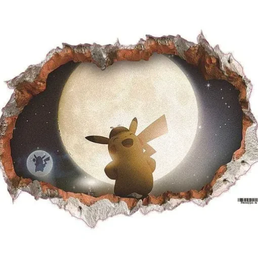Pkm.store Detektiv Pikachu-3D Pokemon Detektiv Pikachu Wand Sticker (45Cm*60Cm)