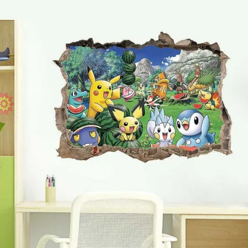 Pkm.store Detektiv Pikachu-3D Pokemon Detektiv Pikachu Wand Sticker (45Cm*60Cm)