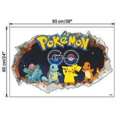 Pkm.store Detektiv Pikachu-3D Pokemon Detektiv Pikachu Wand Sticker (45Cm*60Cm)