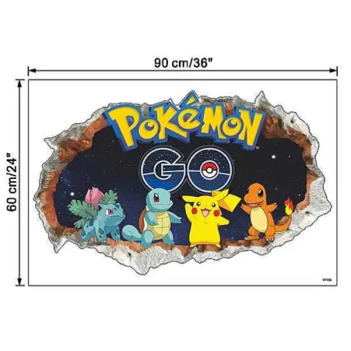 Pkm.store Detektiv Pikachu-3D Pokemon Detektiv Pikachu Wand Sticker (45Cm*60Cm)