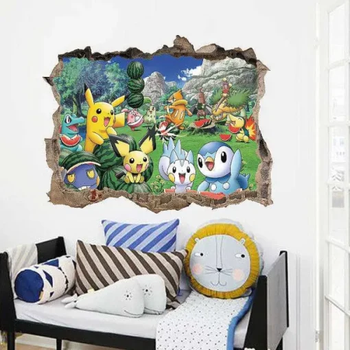 Pkm.store Detektiv Pikachu-3D Pokemon Detektiv Pikachu Wand Sticker (45Cm*60Cm)