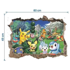 Pkm.store Detektiv Pikachu-3D Pokemon Detektiv Pikachu Wand Sticker (45Cm*60Cm)