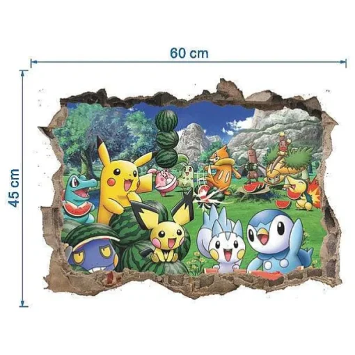 Pkm.store Detektiv Pikachu-3D Pokemon Detektiv Pikachu Wand Sticker (45Cm*60Cm)