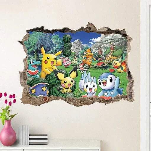 Pkm.store Detektiv Pikachu-3D Pokemon Detektiv Pikachu Wand Sticker (45Cm*60Cm)