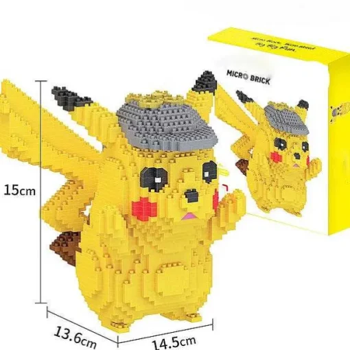 Pkm.store Pokemon Bausteine-Detektiv Pikachu Mit Mutze 3D Bausatz, 1400 Steine