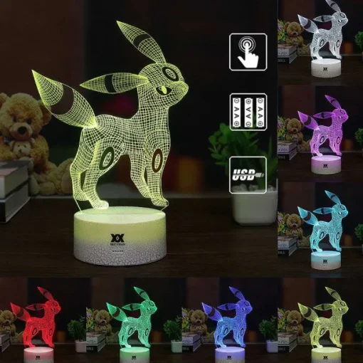 Pkm.store Pokemon Lampen & Nachtlichter-Eevee / Evoli 3D Led Lampe (9 Motive) Nachtlicht, Tischlampe