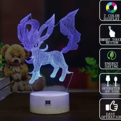 Pkm.store Pokemon Lampen & Nachtlichter-Eevee / Evoli 3D Led Lampe (9 Motive) Nachtlicht, Tischlampe