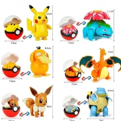 Pkm.store Pokemon Spielzeug-6Er Set Grose Pokebälle Mit Pokemon Figuren Spielzeug