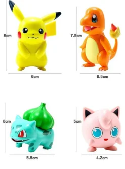 Pkm.store Pokemon Figuren-6Er Set Pokemon Figuren: Pikachu, Pummeluff, Schiggy, Bisasam, Enton Und Glumanda