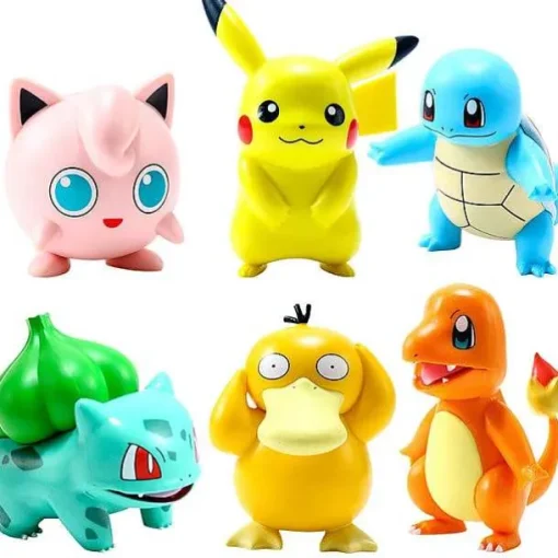 Pkm.store Pokemon Figuren-6Er Set Pokemon Figuren: Pikachu, Pummeluff, Schiggy, Bisasam, Enton Und Glumanda