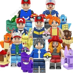 Pkm.store Pokemon Spielzeug-8Er Set Pokemon Go Trainer & Pokemon Baustein Figuren
