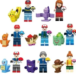 Pkm.store Pokemon Bausteine-8Er Set Pokemon Go Trainer & Pokemon Baustein Figuren
