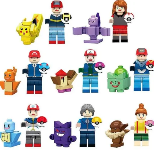 Pkm.store Pokemon Bausteine-8Er Set Pokemon Go Trainer & Pokemon Baustein Figuren
