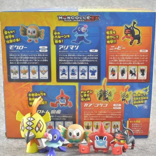 Pkm.store Pokemon Spielzeug-5Er Set Pokemon Spielzeug Pikachu Figuren Rowlet Popplio Litten Tapu Koko
