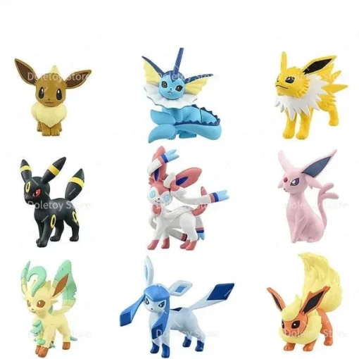 Pkm.store Pokemon Figuren-Evoli, Aquana, Blitza, Flamara, Psiana, Nachtara, Folipurba, Glaziola, Feelinara Figuren