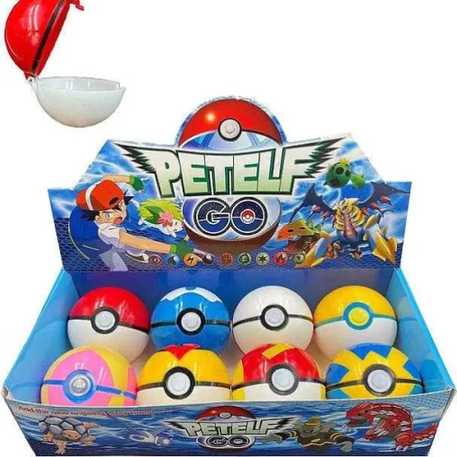 Pkm.store Pokeball & Pokebälle-Grose Pokebälle (Ca. 8Cm) Mit Figuren (8 Stk. Im Spiel Set)