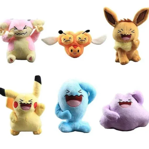 Pkm.store Pokemon Kuscheltiere-Lachende Pokemon Stoftiere (Pikachu, Eevee, Wobbuffet, Ditto, Audino, Combee)