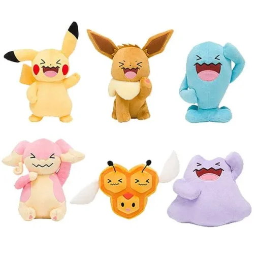 Pkm.store Pokemon Kuscheltiere-Lachende Pokemon Stoftiere (Pikachu, Eevee, Wobbuffet, Ditto, Audino, Combee)