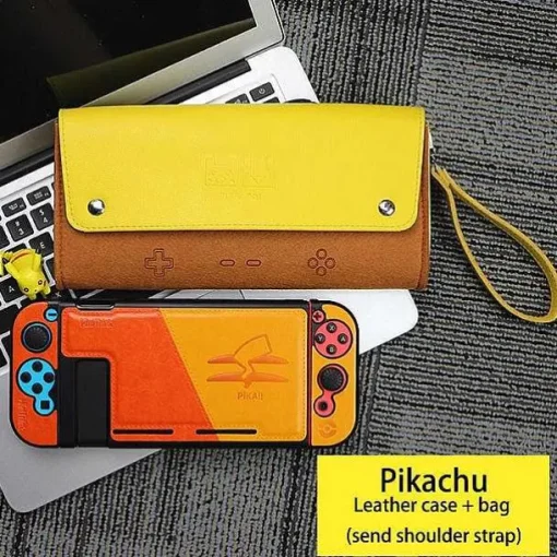 Pkm.store Sonstiges Merchandise-Leder Schutztasche Pokemon Pikachu Design Fur Switch Konsolen