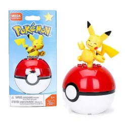 Pkm.store Pokemon Bausteine-Mega Construx Pokemon Pokeball (Pikachu, Mauzi, Glumanda, Bisasam, Schiggy Pummeluff) Mit Pokemon Ball