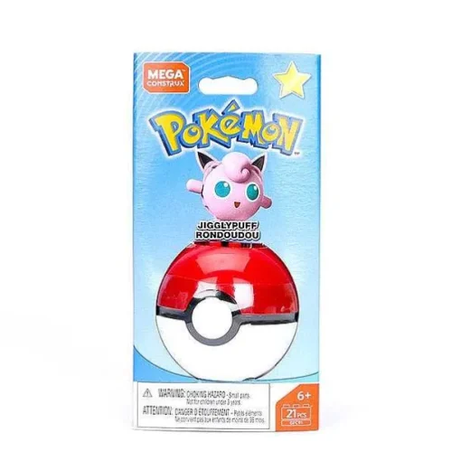 Pkm.store Pokemon Bausteine-Mega Construx Pokemon Pokeball (Pikachu, Mauzi, Glumanda, Bisasam, Schiggy Pummeluff) Mit Pokemon Ball