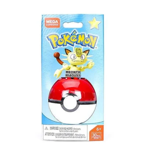 Pkm.store Pokemon Bausteine-Mega Construx Pokemon Pokeball (Pikachu, Mauzi, Glumanda, Bisasam, Schiggy Pummeluff) Mit Pokemon Ball