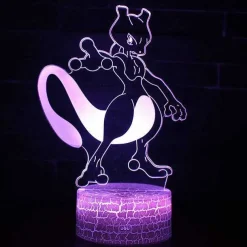 Pkm.store Sonstiges Merchandise-Mew Oder Mewtwo / Mewtu Nachttischlampe 3D Effekt, 16 Farben, Fernbedienung